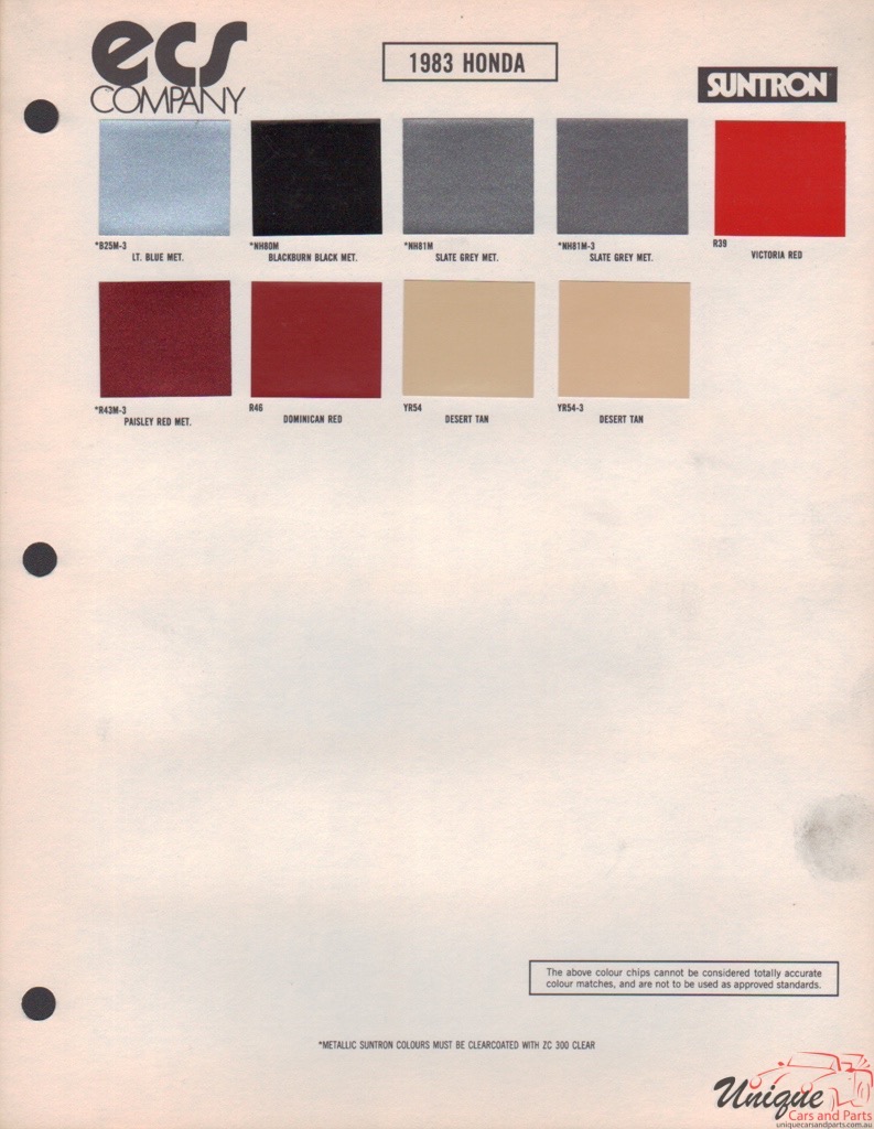 1983 Honda Paint Charts  ECS